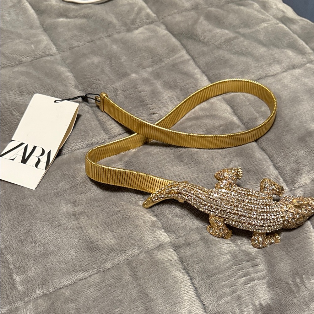 Zara Gold Belt with Lizard Accent